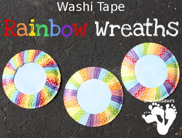 Fun Fine Motor Craft: Washi Tape Rainbow Wreaths - these are great for spring or St. Patrick's day - 3Dinosaurs.com