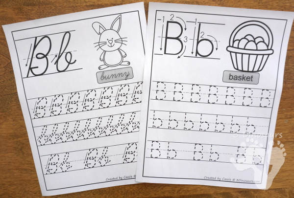 Free Fun Easter Themed ABC Tracing Sheets In Print and Cursive - 7 pages for both print and cursive - 3Dinosaurs.com #noprep #easterprintablesforkids #printablesforkids