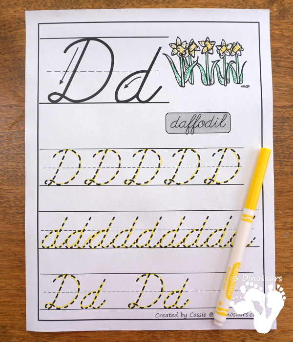 Free Fun Easter Themed ABC Tracing Sheets In Print and Cursive - 7 pages for both print and cursive - 3Dinosaurs.com #noprep #easterprintablesforkids #printablesforkids