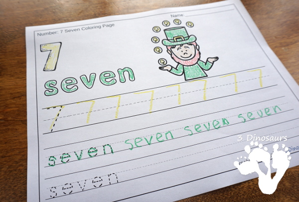 No-Prep St Patrick's Day Themed Number Color and Trace - easy no-prep printables with a fun heart theme 44 pages with two options for the numbers tracing or writing $ - 3Dinosaurs.com #noprepprintable #stpatricksdayprintables #numbersforkids