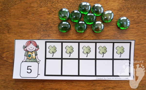 Free Hands-On St Patrick's Day Ten Frame Cards - Work on numbers 1 to 10 with two sets of cards - 3Dinosaurs.com