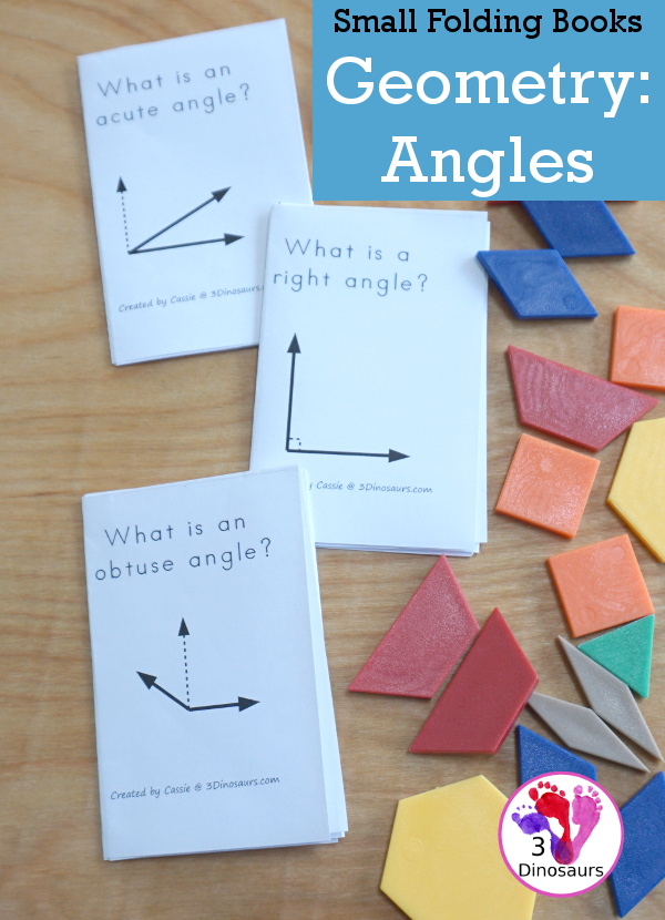 FREE Geometry: Angles Small Folding Books - 3 books that work on learning right angle, acute angle and obtuse angle in single page making an eight-page folding book - 3Dinosaurs.com