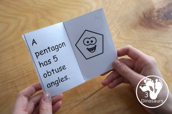 FREE Geometry: Angles Small Folding Books - 3 books that work on learning right angle, acute angle and obtuse angle in single page making an eight-page folding book - 3Dinosaurs.com