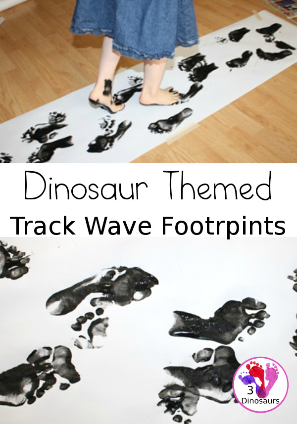 Dinosaur Themed Footprint Activity - having kids make their own track wave of footprints to learn more about dinosaur footprints - 3Dinosaurs.com