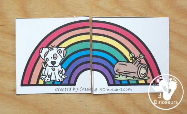 Free Rainbow Matching: CVC, CVCe & CVCC - a mix of matching cards to use with kids for rhyming words. You have 44 fun puzzles to learn with.  - 3Dinosaurs.com