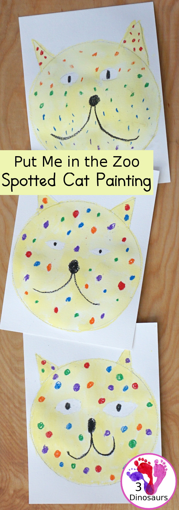 Put Me in the Zoo: Spotted Cat Painting with watercolors and oil pastels - 3Dinosaurs.com