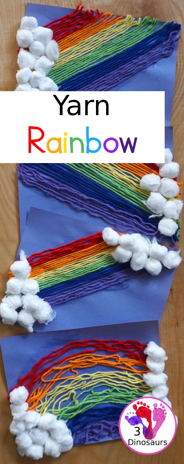 Yarn Rainbow Craft - easy to do yarn craft for a rainbow that many different ages can do. - 3Dinosaurs.com