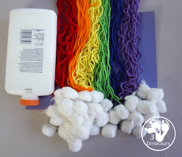 Yarn Rainbow Craft - easy to do yarn craft for a rainbow that many different ages can do. - 3Dinosaurs.com