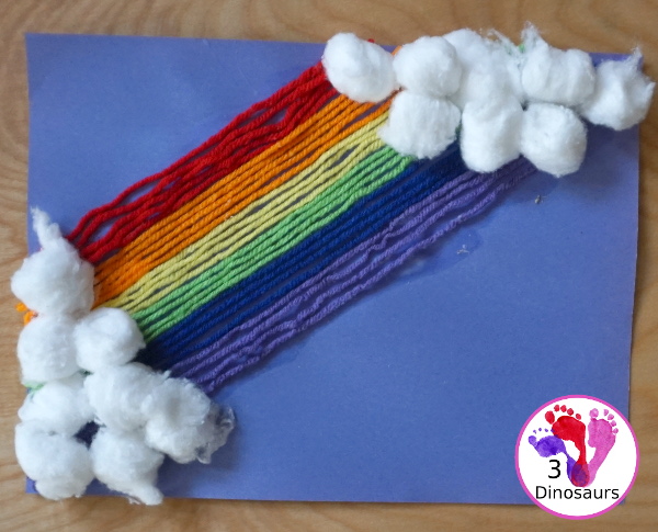 Yarn Rainbow Craft - easy to do yarn craft for a rainbow that many different ages can do. - 3Dinosaurs.com