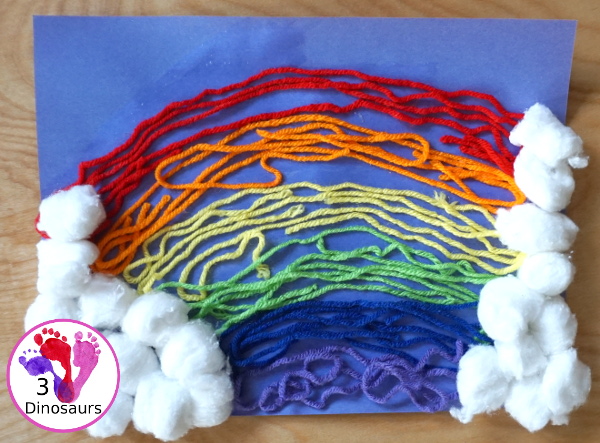 Yarn Rainbow Craft - easy to do yarn craft for a rainbow that many different ages can do. - 3Dinosaurs.com