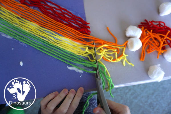 Yarn Rainbow Craft - easy to do yarn craft for a rainbow that many different ages can do. - 3Dinosaurs.com