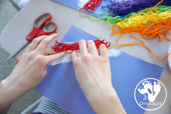 Yarn Rainbow Craft - easy to do yarn craft for a rainbow that many different ages can do. - 3Dinosaurs.com