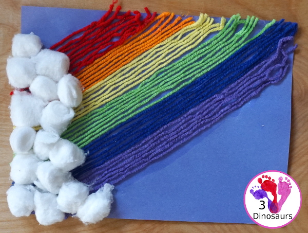 Yarn Rainbow Craft - easy to do yarn craft for a rainbow that many different ages can do. - 3Dinosaurs.com