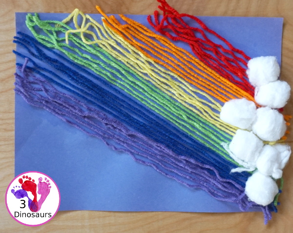 Yarn Rainbow Craft - easy to do yarn craft for a rainbow that many different ages can do. - 3Dinosaurs.com