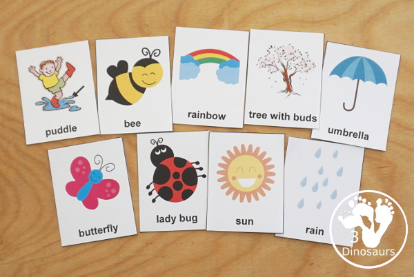 Free Spring printable vocab cards to use with the spring pack - 3Dinosaurs.com