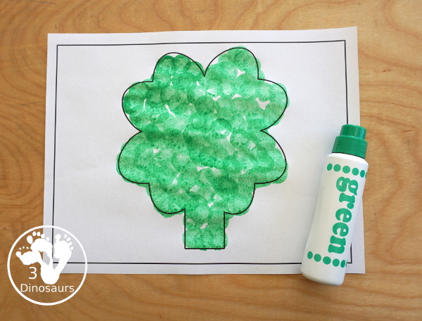 Free Clover Fine Motor Printables - you have a clover mat, playdough mat, tracing mat and dot marker mat to do fine motor activity - 3Dinosaurs.com