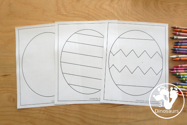 Free Easter Egg Fine Motor Mat Printables -  with four pages of printables with easter egg template to color, easter egg to trace, easter egg to q-tip and a dot marker easter egg, all great for Easter. - 3Dinosaurs.com