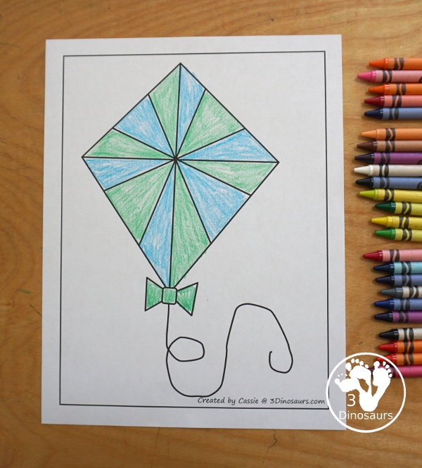 Free Kite Fine Motor Mat - a fun fine motor mat set for spring. You have kite templates, kite tracing, kite dot markers, and kite q-tip printables. All fun to use for a spring theme for fine motor centers of different kids.- 3Dinosaurs.com