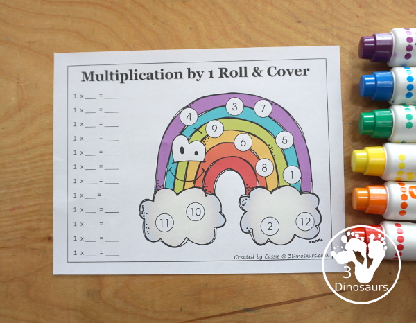 Rainbow Multiplication Roll & Cover  has multiplication 1 to 12 and 1 to 15 with two options of equations for each set.- 3Dinosaurs.com