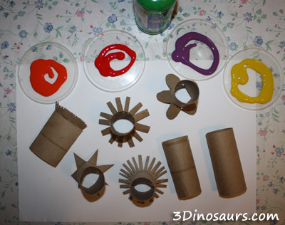 Paper Roll Flower Stamping - easy to do painting with paper roll - 3Dinosaurs.com