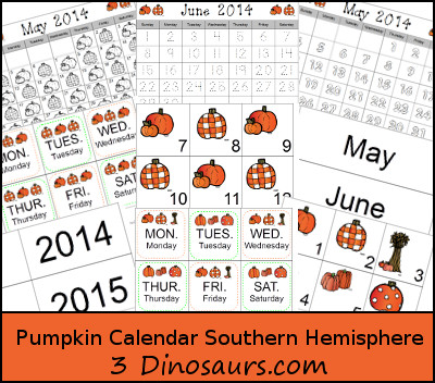 Pumpkin Calendar for Southern Hemisphere - 3Dinosaurs.com