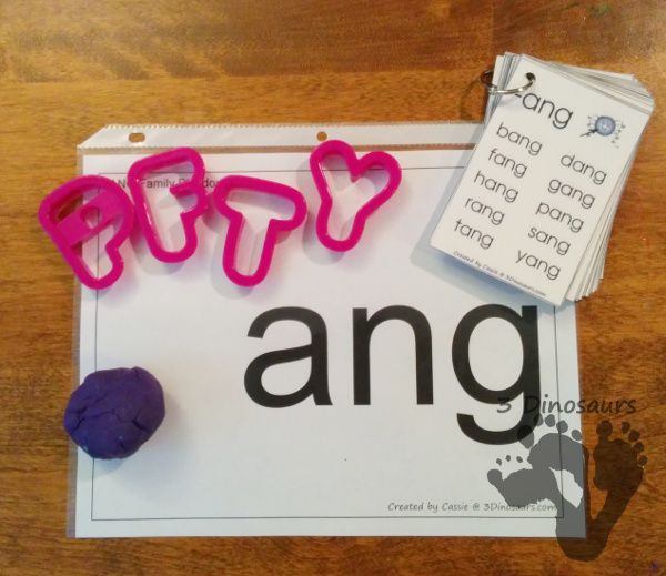 Free CVCC Word Family Playdough Mats: -ANG, -ING, -ONG, - UNG - 3Dinosaurs.com