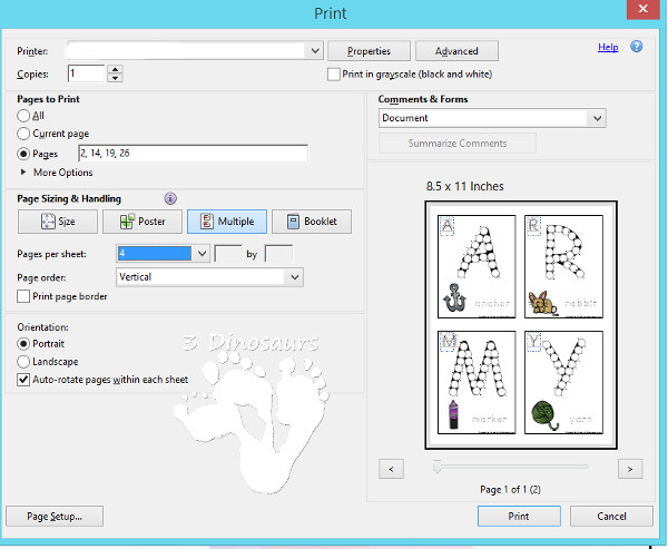 Making Dot Marker Printables Into Q-Tip Pages - 3Dinosaurs.com