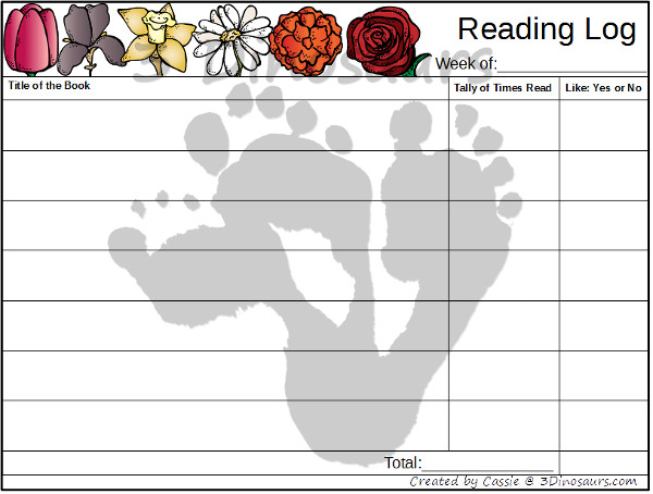 Free Spring Weekly Reading Charts Printable: Book Bag & Chapter books 4 different themes - 3Dinosaurs.com