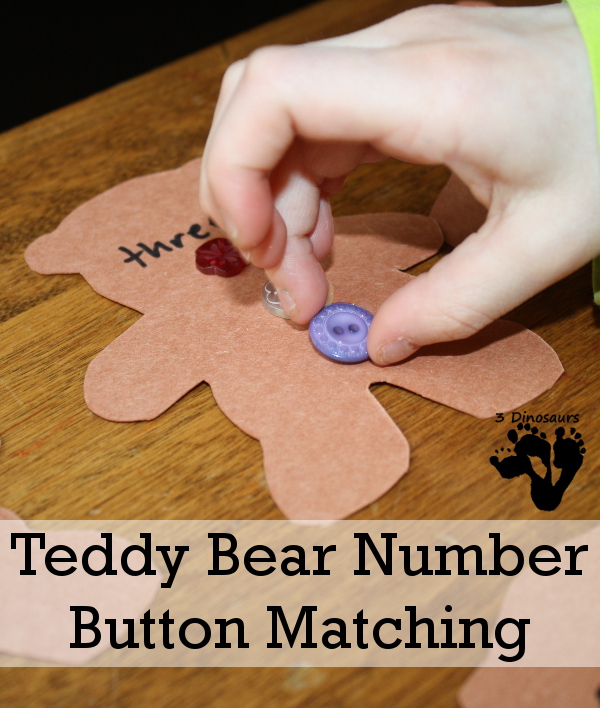 Teddy Bear Number Button Matching - hands on number activity to go with the book Corduroy - 3Dinosaurs.com