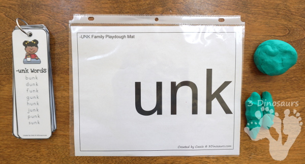 Free CVCC Word Family Playdough Mats: ANK, INK, ONK, UNK - 3Dinosaurs.com