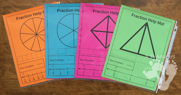 Free Easy To Use Math Help: Fraction Help Mats - 8 mats to use with learning about fractions - 3Dinosaurs.com