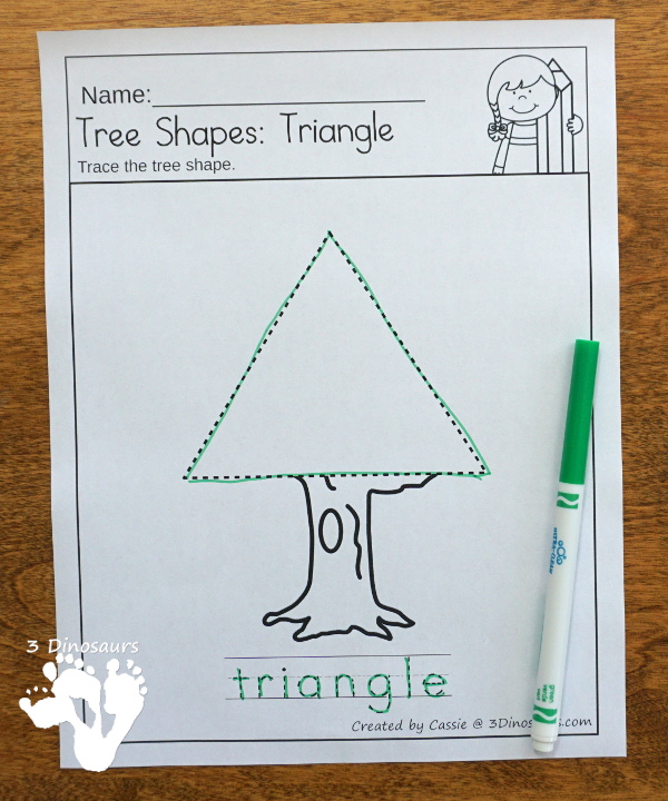 Tree Shape Themed Pack For PreK & Kindergarten - A fun pack full of shape activities with trees. It has a mix of no-prep and hands-on activities for kids for 12 shapes - 3Dinosaurs.com