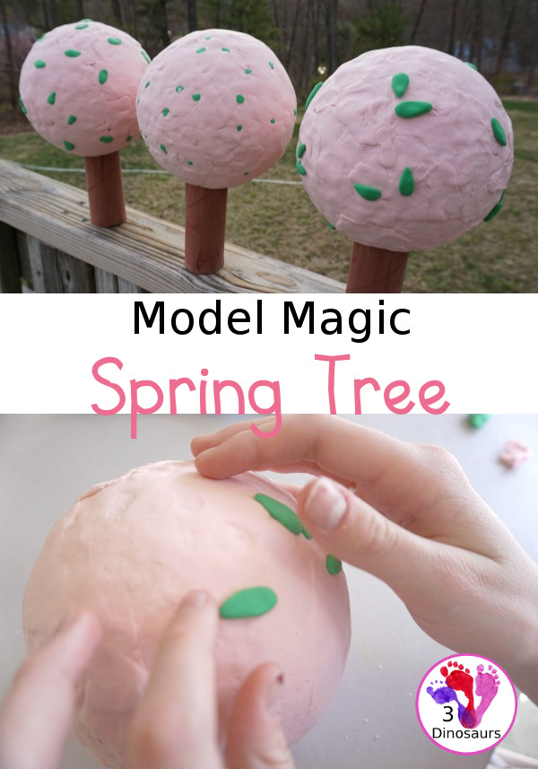 Model Magic Spring Tree - a great spring craft to make for any spring time theme plus a fun way to work in fine motor - 3Dinosaurs.com