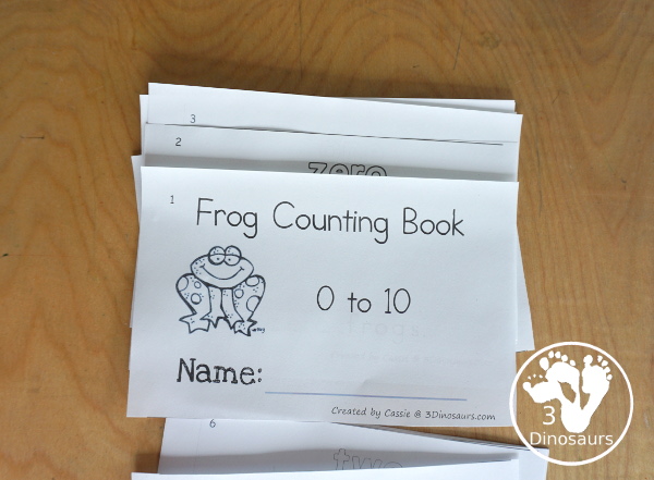 Free Frog Number Word Counting Book Printable - how to put the pages of the book together - 3Dinosaurs.com