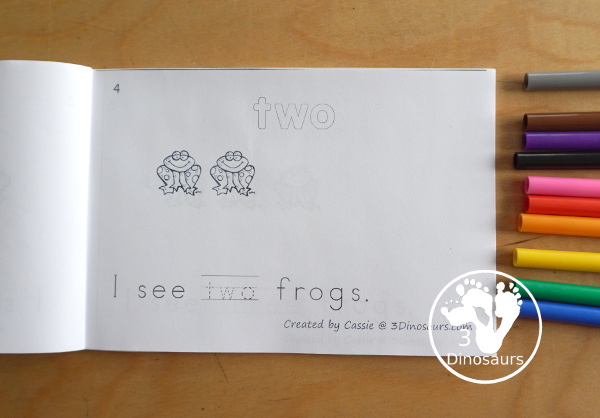 Free Frog Number Word Counting Book Printable - a simple look at one of the pages from the frog number counting book - 3Dinosaurs.com