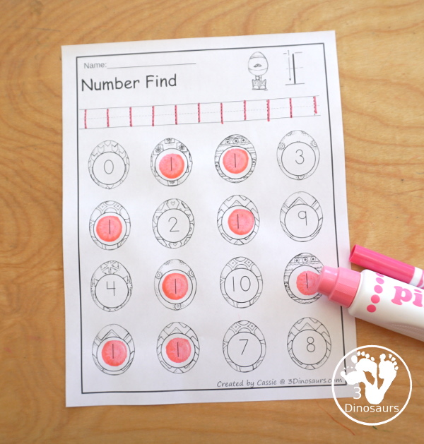 Easter Number Find with Numbers from 0 to 20 with numerical number find, and number word find for kids to work on tracing numbers and finding numbers in kindergarten and prek. - 3Dinosaurs.com