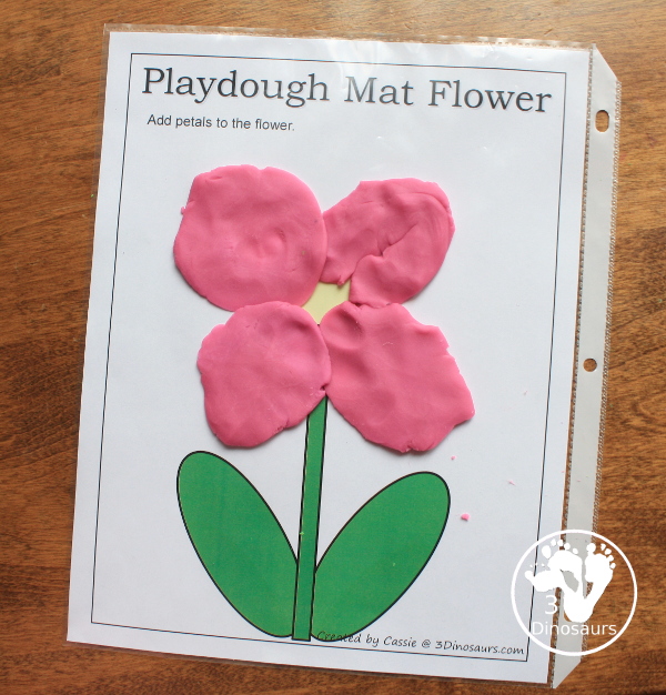 Free Earth Day Playdough Mats - a flower playdough mat for kids to add - 3Dinosaurs.com