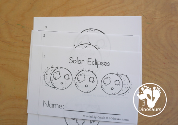 Free Solar Eclipse Easy Reader Book - with a 6 pages book with words about the solar eclipse with the Sun, Moon, Earth, Total Solar Eclipse, Partial Solar Eclipse and Annular Solar Eclipse - 3Dinosaurs.com