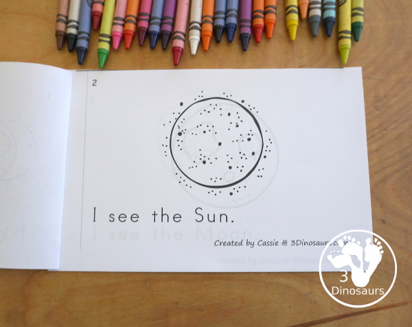 Free Solar Eclipse Easy Reader Book - with a 6 pages book with words about the solar eclipse with the Sun, Moon, Earth, Total Solar Eclipse, Partial Solar Eclipse and Annular Solar Eclipse - 3Dinosaurs.com