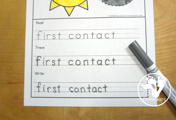 Free Solar Eclipse Words Book has the five parts of the total solar eclipse with coloring the pictures, reading the words, tracing the words and writing the words. Plus a simple solar eclipse cover page. - 3Dinosaurs.com