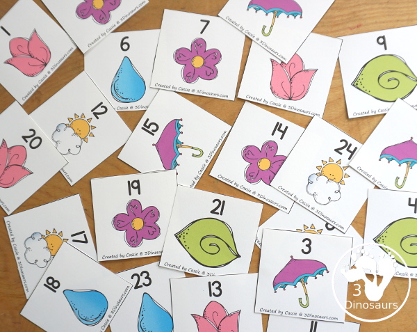 Spring Mini Pack with Number Printables: Even and odd, counting, color by size and count, counting and color kite book - 3Dinosaurs.com