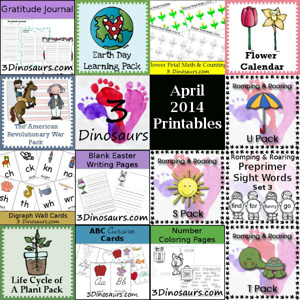 Thank You April 2014 & Free Printables from 3 Dinosaurs