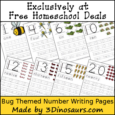 Free Bug Number Writing - 3Dinosaurs.com