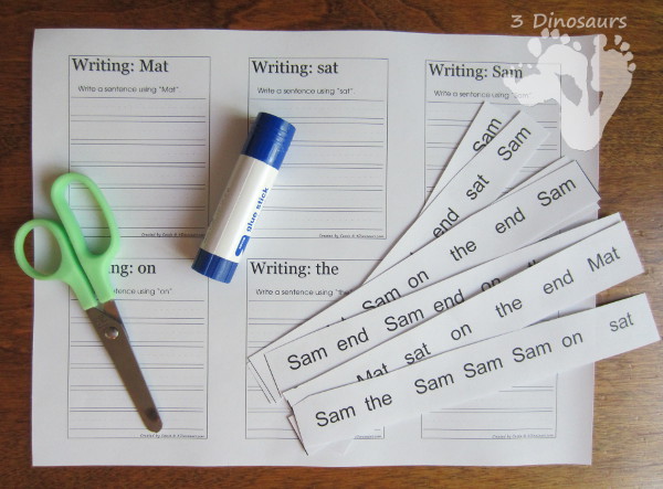 Using Early Reader Printables: Word Sorting -  BOB Books Set 1 Book 1 - 3Dinosaurs.com