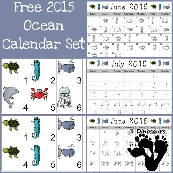 Free 2015 Ocean Calendar - 3Dinosaurs.com