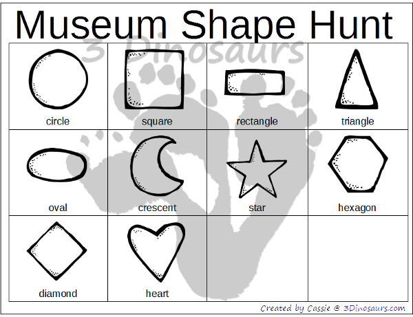 Museum Shape Search with Free Printable - 3Dinosaurs.com