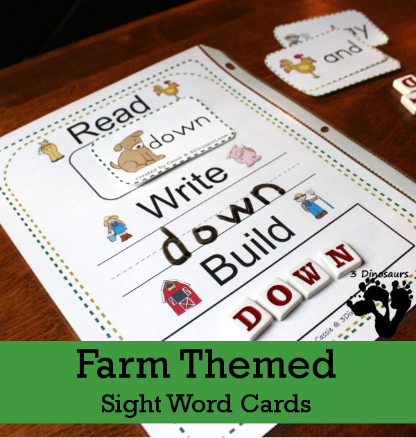 Farm Themed Sight Word Cards - 3Dinosaurs.com