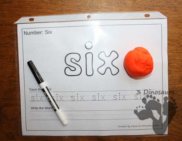 Free Number Word Playdough Mats with Tracing - 3Dinosaurs.com