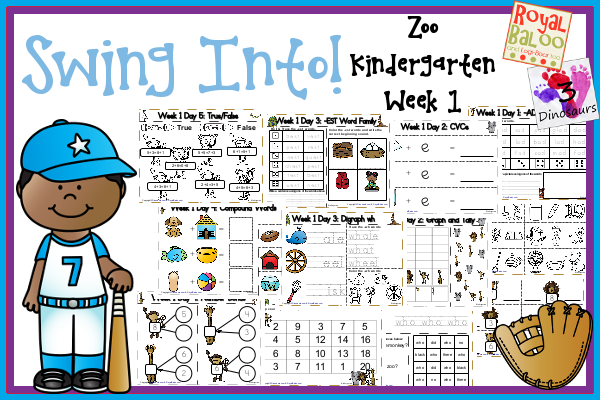 Swing Into Summer Learning: Week 1 Zoo - Kinder: Sight Words: who, black, no, there, did; Word Family: (The Bug in the Jug Wants a Hug) -ad, -ob, -ub, -all, -est; Math  and Language- 3Dinosaurs.com