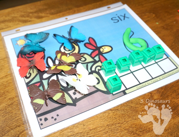 Free Hands-On Bug Themed Counting Mats: 1 to 10 - 10 different mats with two options for bugs and insects - 3Dinosaurs.com